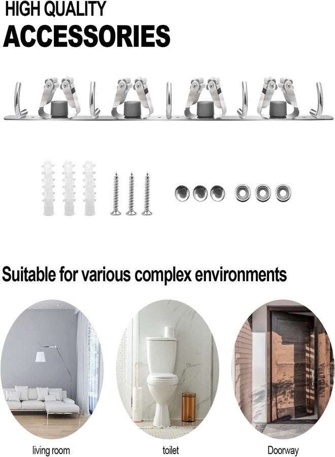 Zeinwap Broom Mop Holder Wall Mount Stainless Steel Wall Mounted Storage Organizer Heavy Duty Tools Hanger with 3 Racks 4 Hooks for Kitchen Bathroom Closet Garage Office Garden-1Pc, Hanging Shelves - Image 2